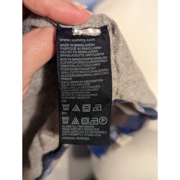 tommy hilfiger Boys Shacket Size Large (12-14) Blue Plaid Hooded Pearl Snaps - Picture 3 of 13